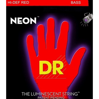 สายเบสเคลือบกันสนิมชนิดเรืองแสง 5-สาย DR Hi-Def Neon Red K3 Coated Bass Guitar Strings