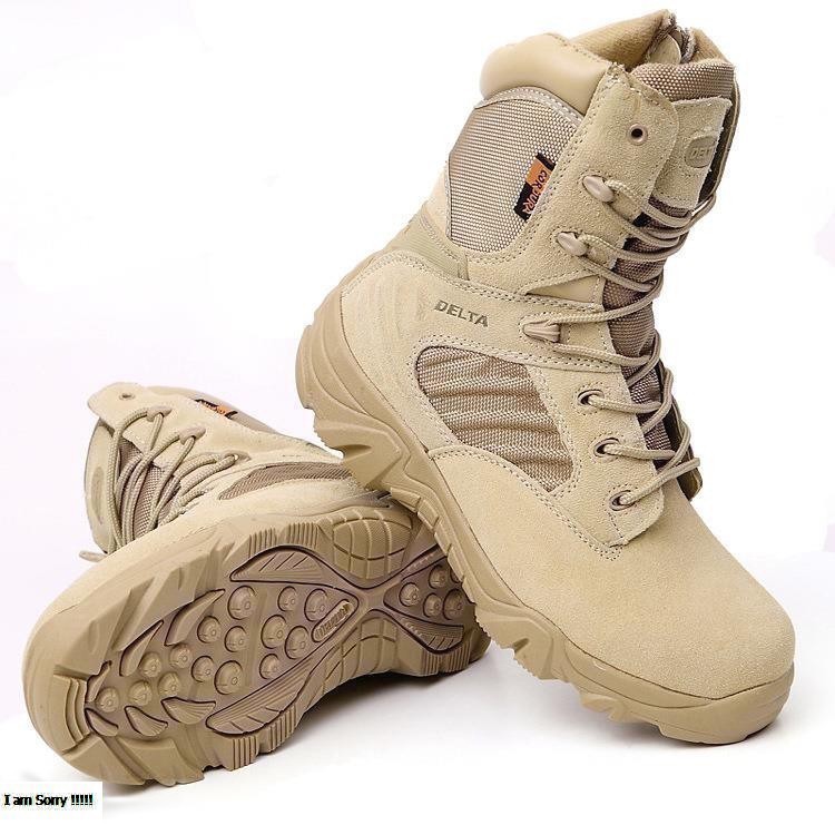 รองเท้าเดินป่าสไตล์ทหารอเมริกัน-เดลต้า-ข้อยาวสีทราย-ทนทาน-เซฟตี้-กันน้ำ