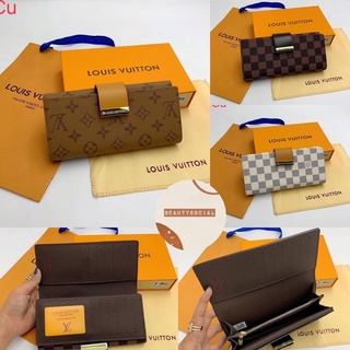 MS กระเป๋าสตางค์ ใบยาว LV กระเป๋าปั้มแบรนด์