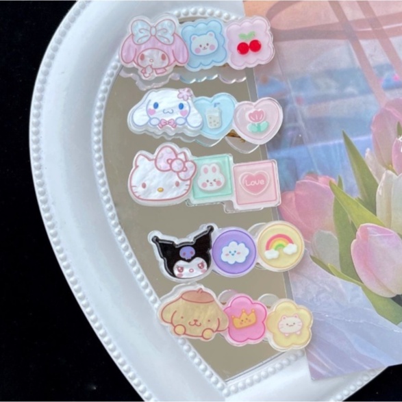 น่ารัก-sanrio-square-hair-clip-cinnamoroll-hair-clip-cute-my-melody-bang-clip-hello-cartoon-hair-clip-ของขวัญ