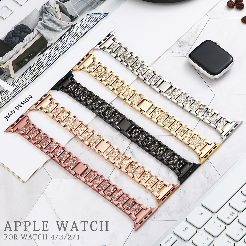 สายนาฬิกาข้อมือสเตนเลส-ประดับเพชร-พร้อมเคส-สําหรับ-apple-watch-series-6-se-5-4-strap-40-มม-44-มม-38-มม-42-มม-iwatch-3-2-1