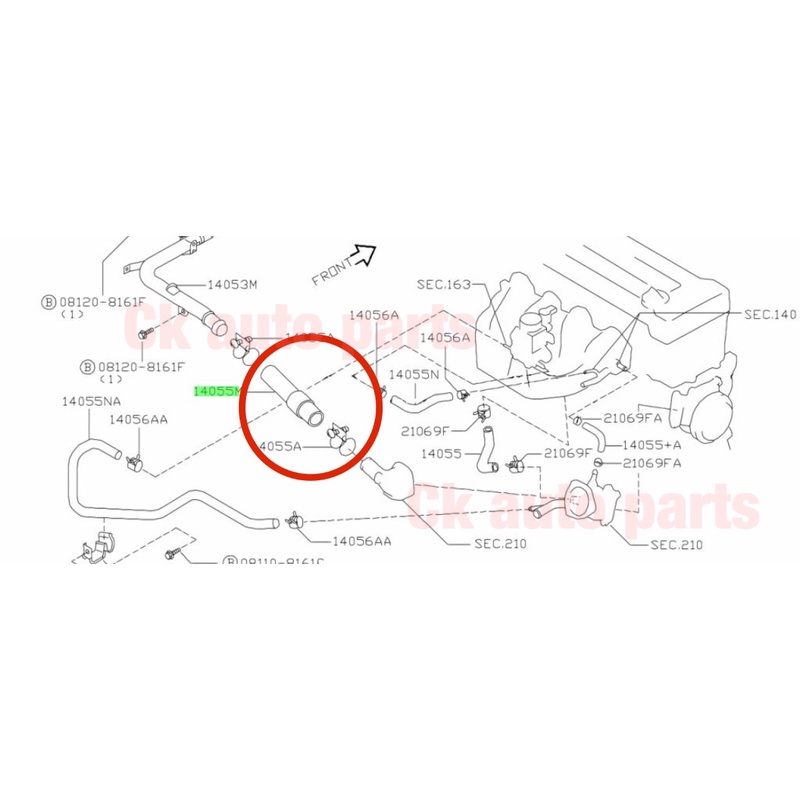 ท่อยางข้างเครื่อง-ท่อหลังเครื่อง-นิสสัน-ซันนี่-b14-nissan-sunny-b14-water-hose