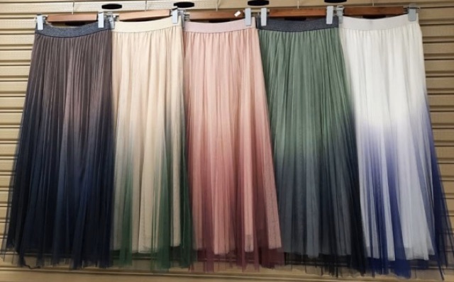 กระโปรงผ้ามุ้งไล่สี-two-tone-มีซับใน-เอว-24-36-ยาว-90-ซม