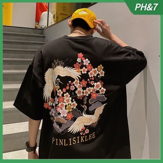 เสื้อยืดแขนสั้นลําลอง ทรงหลวม พิมพ์ลาย สไตล์เกาหลี แฟชั่นฤดูร้อน สําหรับผู้ชาย