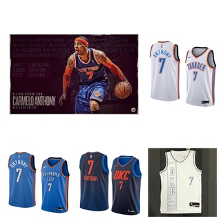 Oklahoma City Thunder #7 Carmelo Anthony Short Sleeve Basketball Jersey Mens Sweatshirt เสื้อบาส เสื้อกีฬาแขนกุดผู้ชาย