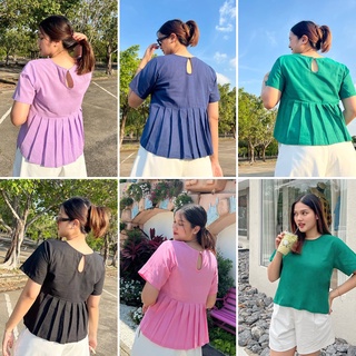 💗เสื้อไซส์ใหญ่ 40-46 นิ้ว มีจีบหลังระบายน่ารัก ผ้าคอตต้อนลินินเนื้อบางเหมาะกับ Summer นี้