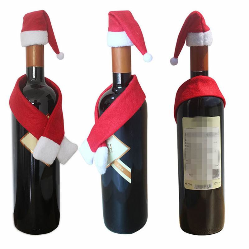 ภาพสินค้าNew 2Pcs/Set Christmas Wine Bottle Cover Set Santa Claus Bottle Decorations With Hats Xmas Home Party Ornament Table Decorations จากร้าน sweetheart01.th บน Shopee ภาพที่ 8