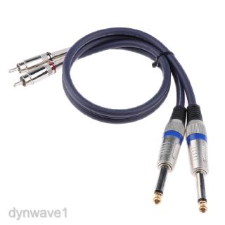 สายเคเบิ้ล 1/4 jack 6 . 35 มม. to dual rca phono audio สําหรับไมค์ผสมเครื่องขยายเสียง