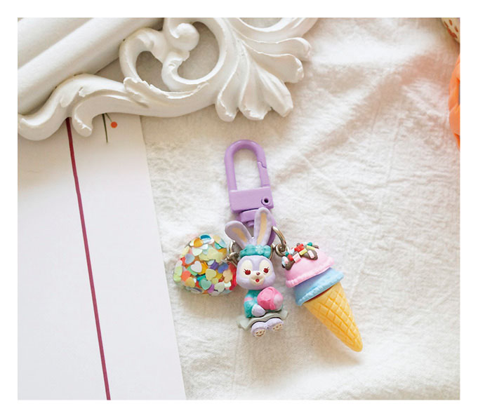 disney-little-rabbit-พวงกุญแจห้อยจี้การ์ตูน-disney-stellalou-duffy-bear