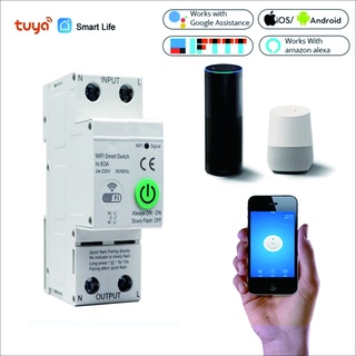 2P Din Rail WiFi Circuit Breaker Smart Timer Switch Relay Remote Control By tuya APP With Smart Home voice Alexa Google