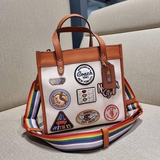 COACH CA138 FIELD TOTE 22 WITH PATCHES