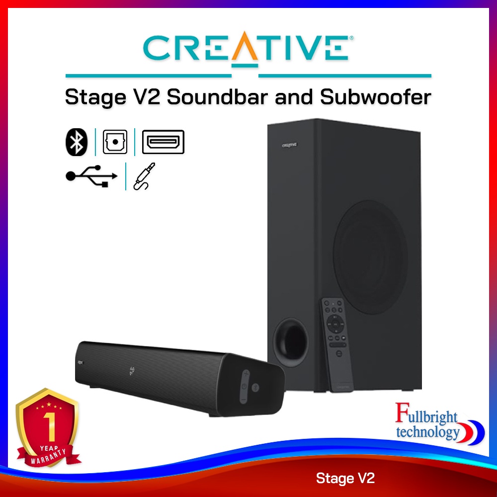 ภาพหน้าปกสินค้าCreative Stage V2 Soundbar and Subwoofer ลำโพงซาวด์บาร์พร้อมซับวูฟเฟอร์ กำลังขับสูงสุง 160 วัตต์ รับประกันศูนย์ไทย 1 ปี