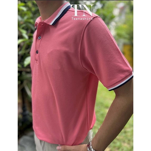 tnp-fashion-เสื้อโปโล-สีชมพูโอรส-tk-micro-ปกกรม-คอปก-แขนจั๊ม-ทรงตรง