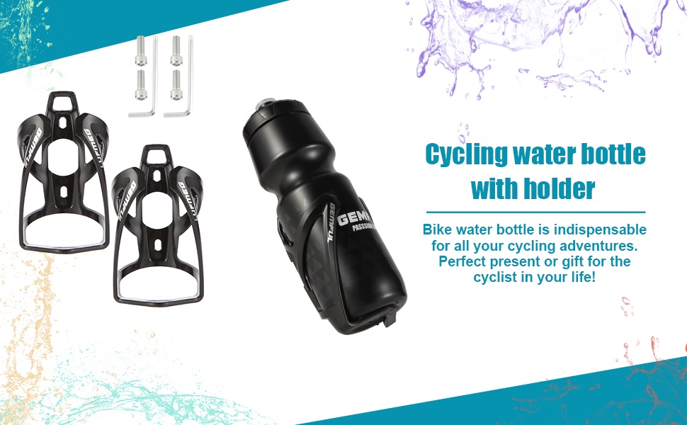 ภาพประกอบคำอธิบาย Gemful ขวดน้ำ และตัวยึดขวดน้ำ สำหรับจักรยาน