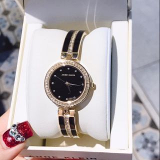 Anne Klein Swarovski Black Dial Ladies Watch