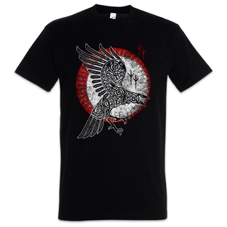 เสื้อยืดผ้าฝ้าย พิมพ์ลาย Norse Raven Hugin and Munin Valhalla Norse Vikings Odhin Odin Thor สีดํา แฟชั่น 2022