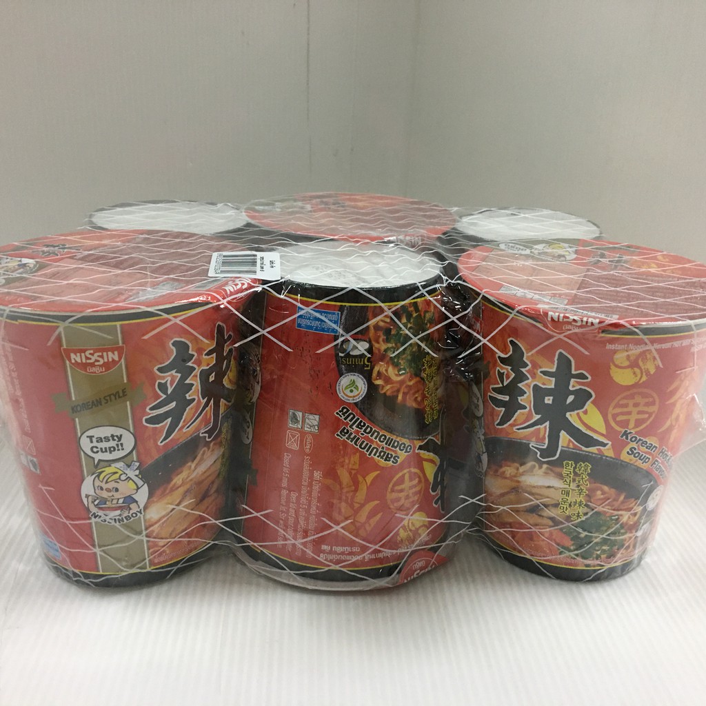 แพ็ค6-nissin-cup-instant-noodles-korean-hot-and-spicy-บะหมี่กึ่งสำเร็จรูป-นิสชินคัพ-รสซุปเกาหลีฮอตแอนด์สไปซี่-68-กรัม