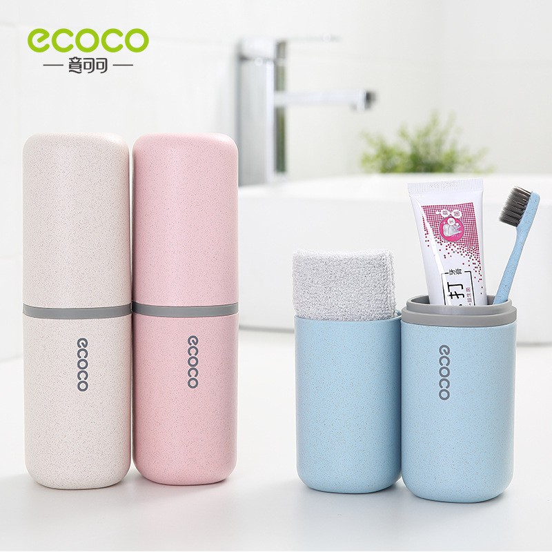 ecoco-ที่เก็บอุปกรณ์แปรงฟันสำหรับเดินไปนอกสถานที่-ทำจากฟางข้าวสาลี-toiletries-keeper