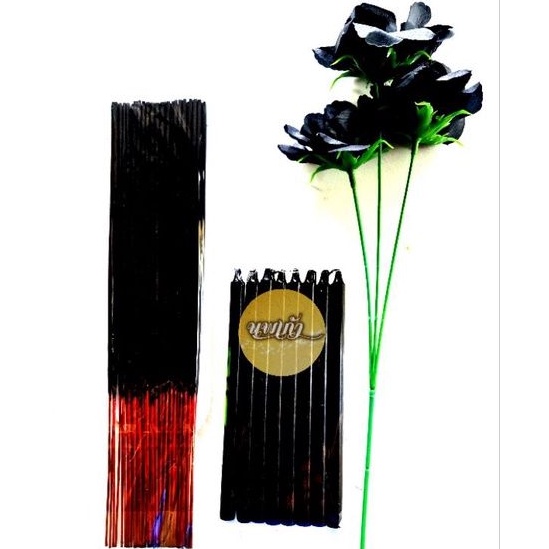ภาพหน้าปกสินค้าชุดบูชาราหู ดอกไม้ดำ ธูปดำ เทียนดำ สำหรับ ไหว้ราหู จากร้าน s.noppakao6 บน Shopee