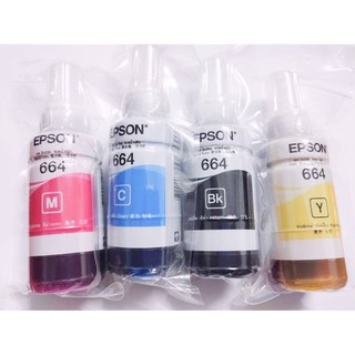 หมึก Epson​ 664 ของแท้💯% 4สี BK/C/M/Y NoBox L-Series Epson  L110/ 120/ 200/ 210/ 220/ 300/ 310/ 350/ 355/ 360/ 365/ 380