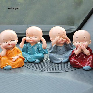 CUTE_4Pcs Car Home Room Decoration Cute Cartoon Miniature Monks Micro Landscape