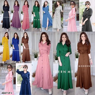 4667💦 Maxi Dress แม็กซี่เดรสเชิ้ตผูกเอว**สอบถามก่อนสั่งซื้อ**(แจ้งสีทางแชทได้นะคะ)