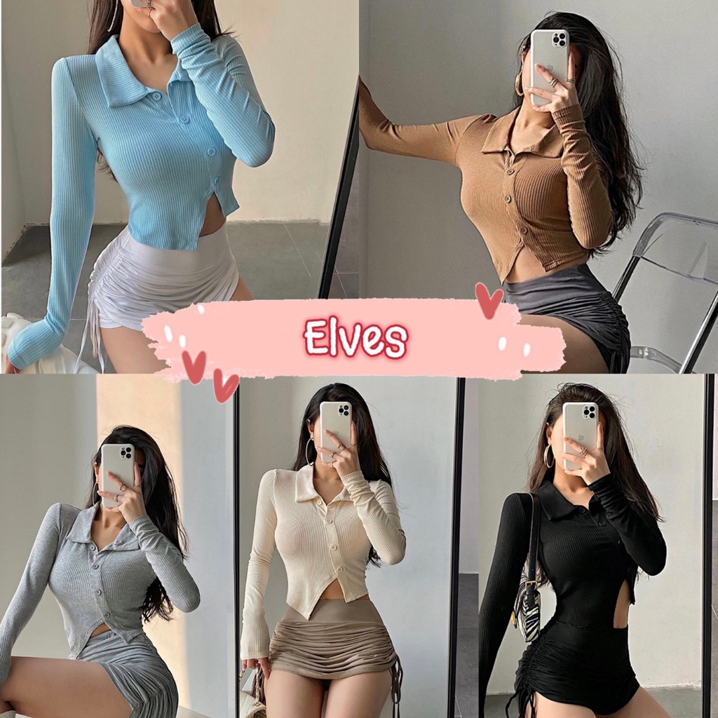 elves-พร้อมส่ง-เสื้อไหมพรมแขนยาว-คอปก-ดีเทลกระดุมเฉียงเก๋มาก-6a71