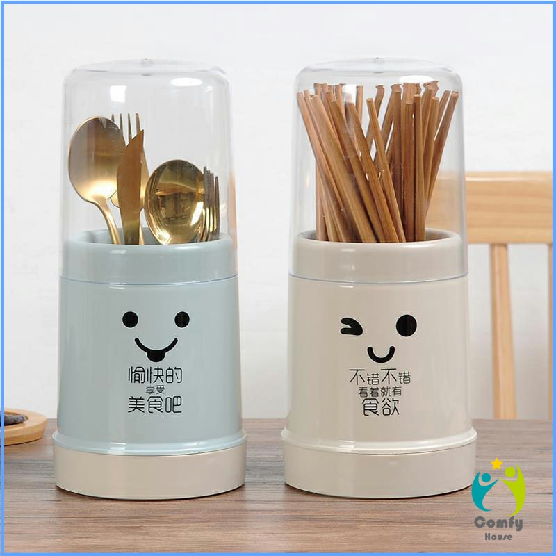 comfy-กล่องเก็บช้อนส้อม-กล่องเก็บตะเกียบ-มีฝาปิดกันฝุ่น-น่ารัก-chopsticks-storage-box