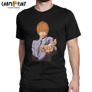 เสื้อยืดแขนสั้น คอกลม ผ้าฝ้าย 100% พิมพ์ลาย Death Note Novelty Yagami Light สําหรับผู้ชายS-5XL