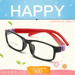 KOREA แว่นตาแฟชั่นเด็ก แว่นตาเด็ก รุ่น 8812 C-2 สีดำขาแดงข้อม่วง ขาข้อต่อที่ยืดหยุ่นได้สูง (สำหรับตัดเลนส์)