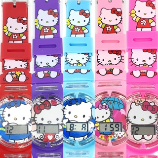 Hello kitty นาฬิกาข้อมือเด็ก นาฬิกาคิตตี้ มีไฟมีเสียง นาฬิกาเด็กผู้หญิง ลายการ์ตูน โพนี่ lol kitty นาฬิกาเด็กหญิง RC120