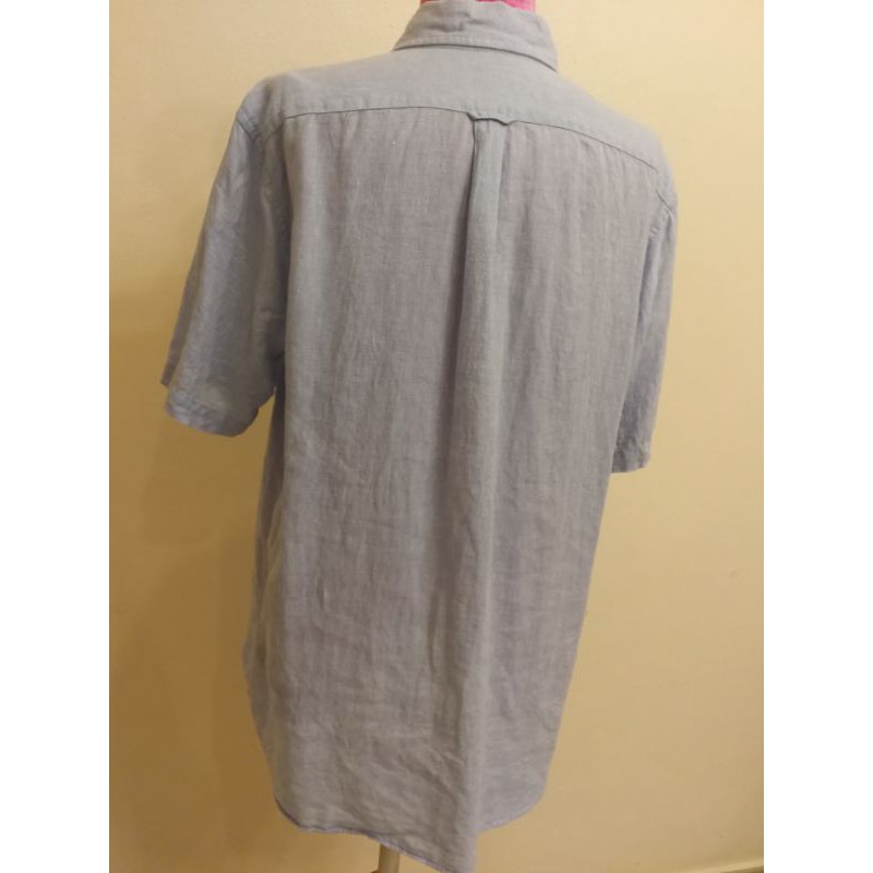 uniqlo-brand-2nd-hand-เสื้อเชิ้ตแขนสั้นผ้าลินิน-linen-100-size-l-แท้มือสองกระสอบนำเข้า