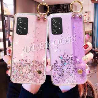 2021 New เคสโทรศัพท์ Samsung Galaxy A52S 5G Handphone Casing Bling Clear Star Space TPU Softcase with Wrist band Back Cover for GalaxyA52S Phone Case
