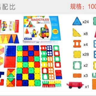 ภาพขนาดย่อของภาพหน้าปกสินค้าตัวต่อแม่เหล็ก 60 และ 100 ชิ้น Magnetic tiles จากร้าน playtolearn บน Shopee ภาพที่ 1