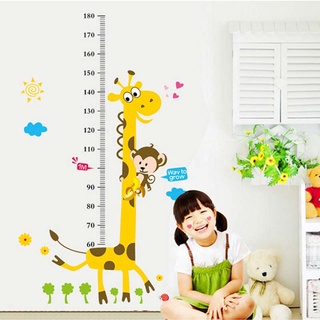 Kids height chart wall sticker cartoon giraffe ruler for children home decor
