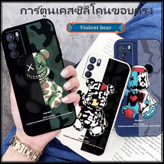 การ์ตูนViolent bear เคสซิลิโคนขอบตรง เคส OPPO Reno 5 เคสOPPOA15 A5 2020 A9 2020 reno 2f case เคสOPPO a94 A54 A93 F11Pro A16 oppo reno 4 เคสOPPOA5 เคส A3S A5S A53 เคส OPPOA31 2020 F9 การ์ตูนหมีรุนแรง เปลือกนิ่ม black silicone