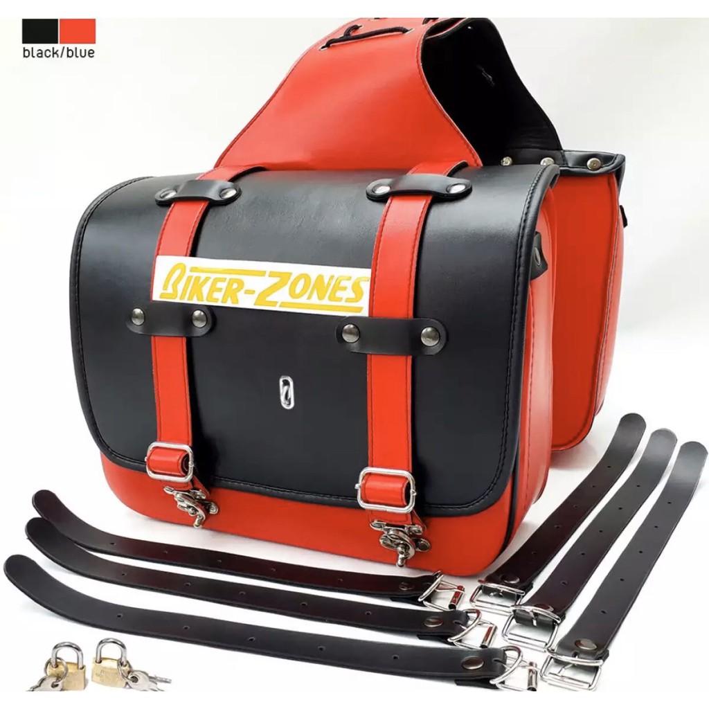 กระเป๋าข้างสำหรับมอเตอร์ไซด์-saddle-bag-sb07-black-red