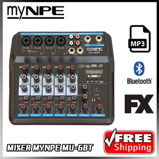 MYNPE MU 6 BT MU6BT mixer บลูทูธ อินเตอร์เฟส MY NPE มิกเซอร์ MIXER 6ช่อง ผสมสัญญาณเสียง MU6BT MP3 USB BLUETOOTH ECHO