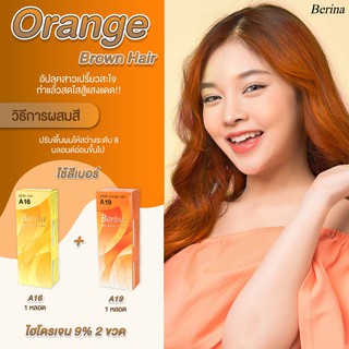 เบอริน่า เซตสี A16 + A19 สีส้มนำ้ตาล สีย้อมผม สีผม ครีมย้อมผม Berina A16 + A19 Orange Brown Hair Color Cream