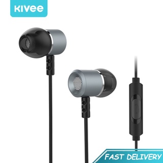 สินค้า KIVEE หูฟังหูฟังอินเอียร์ 3.5mm wired earphone หูฟังพร้อมไมค์ การควบคุมระดับเสียง for Android Xiaomi Redmi Samsung MT07