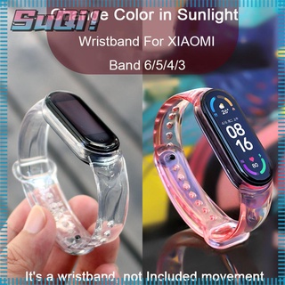 ภาพหน้าปกสินค้าSilicone Wristband Strap Change Colour in Sunglight Replacement Transparent Watch Band Strap For XIAOMI Mi Band 6 5 4 3 Smart Watch ที่เกี่ยวข้อง