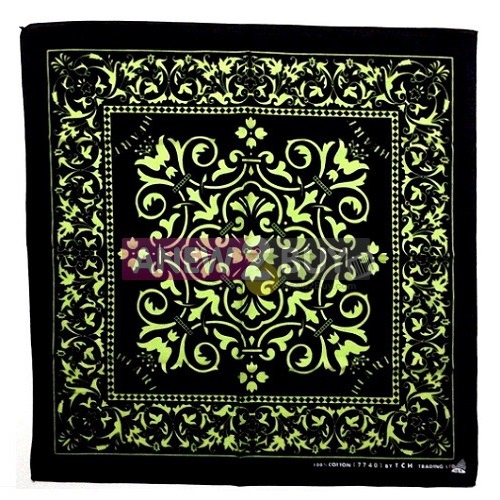 ผ้าลายวินเทจเขียวดำ-ใช้พันคอหรือโพกหัว-bandana-vintage-green-black