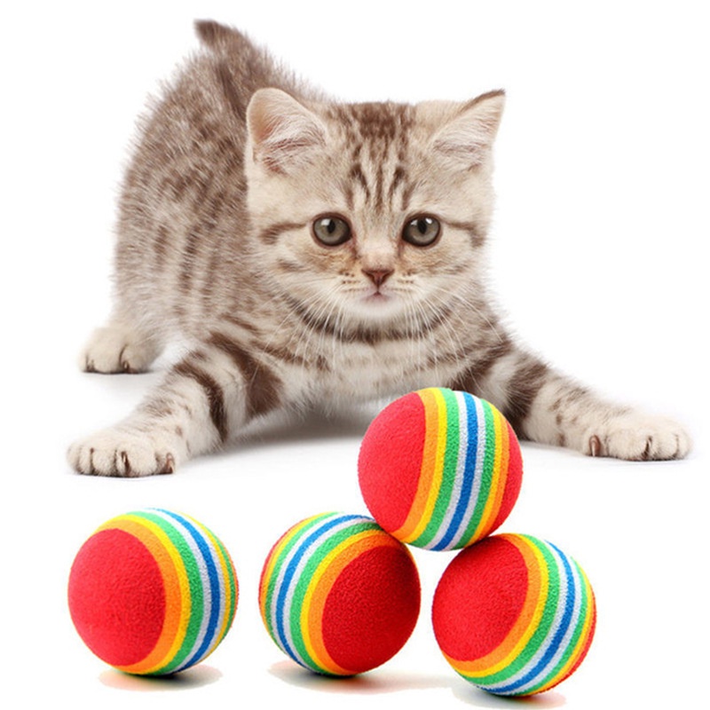ของเล่นลูกบอลโฟม-eva-สีรุ้ง-กันรอยขีดข่วน-หลากสี-สําหรับสัตว์เลี้ยง-แมว