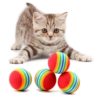 ของเล่นลูกบอลโฟม EVA สีรุ้ง กันรอยขีดข่วน หลากสี สําหรับสัตว์เลี้ยง แมว
