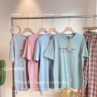 -127👚 พร้องส่ง🚚 BUR ชุดเซ็ทเสื้อแขนสั้น+ขายาว ตัวผ้านิ่มเด้งใส่สบาย เสื้อยืดคอกลม+กางเกงลายสก็อต