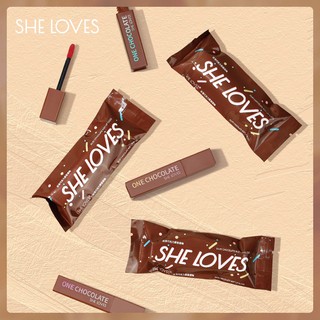 สินค้า ปัง!พร้อมส่ง/ขายดีมาก SHE LOVES ลิปสติก รุ่น ช็อกโกแลต เนื้อกำมะหยี่ แมตต์ SILKY CHOCOLATE MIST LIP GLOSS ลิปดังติ๊กต็อก