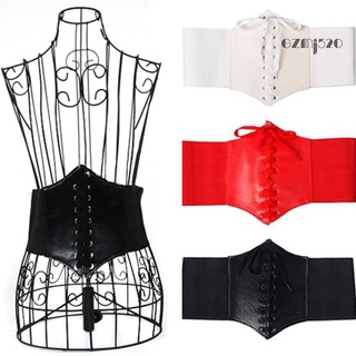 【AG】Fashion Women Faux Leather Wide Waist Waistband Belt Corset Elastic Waspie