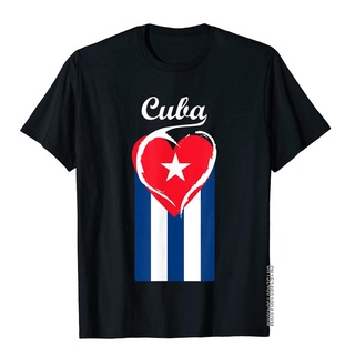 เสื้อยืดผ้าฝ้ายพรีเมี่ยม เสื้อยืด ผ้าฝ้าย พิมพ์ลาย I Love Cuba Havana Country Pride With Heart Cuban น่ารัก สไตล์ญี่ปุ่น
