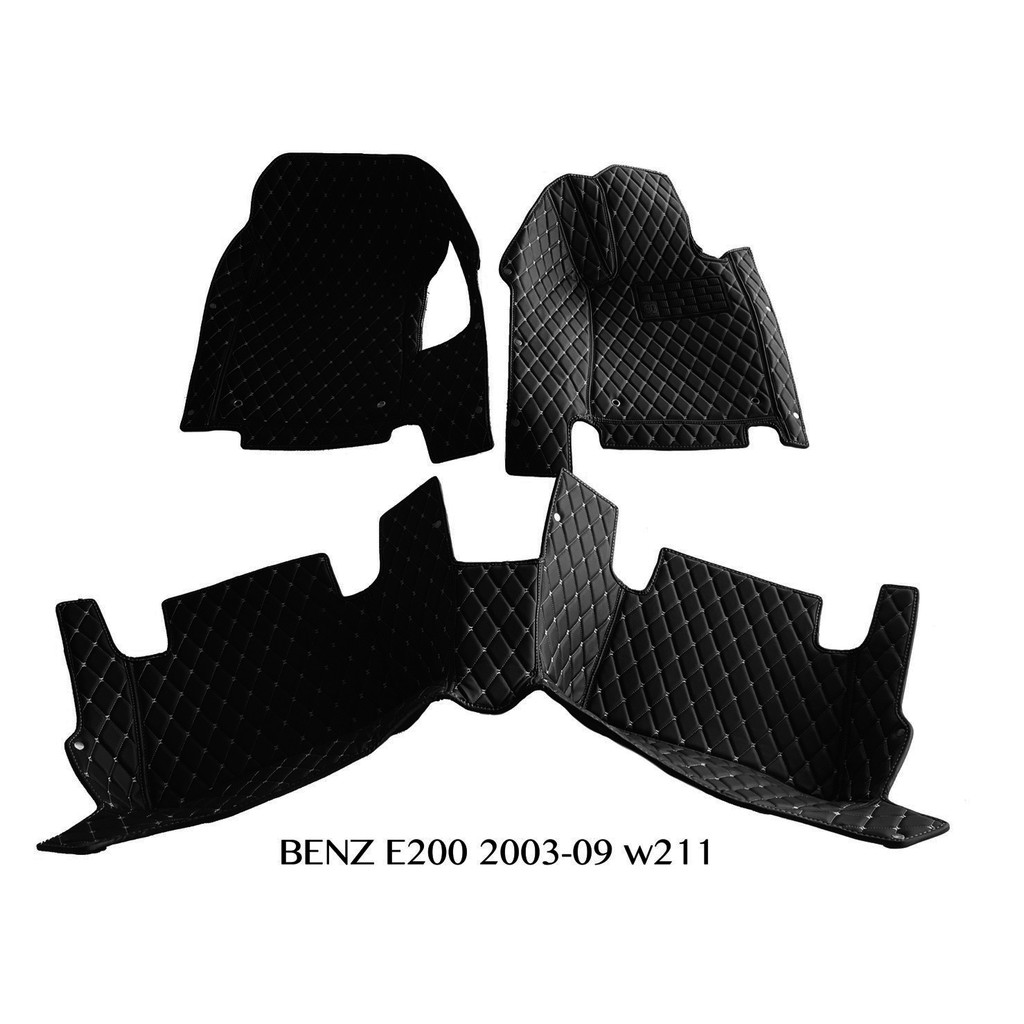 benz-e-class-2003-09-w211-พรม6d-vip-หนาพิเศษ-สีดำล้วน-เข้ารูป-เต็มคัน-3ชิ้น