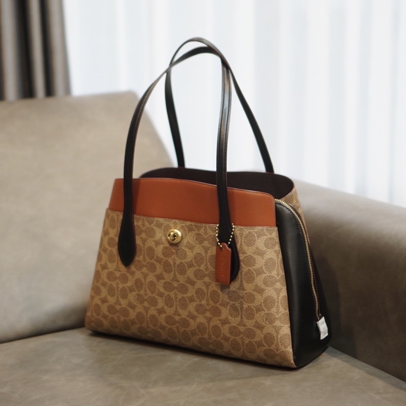 Lora carryall in colorblock signature canvas sale